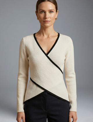 Women's Asymmetrical Top | V Neck Long Sleeve Wrap