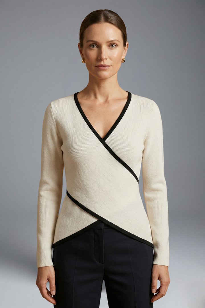 Women's Asymmetrical Top | V Neck Long Sleeve Wrap