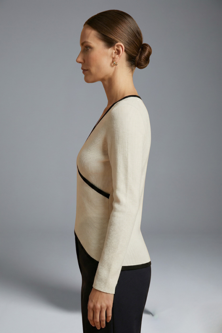 Women's Asymmetrical Top | V Neck Long Sleeve Wrap