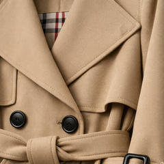 Women's Trench Coat | Double Breasted Belted Notch Collar