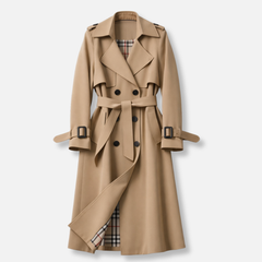 Women's Trench Coat | Double Breasted Belted Notch Collar
