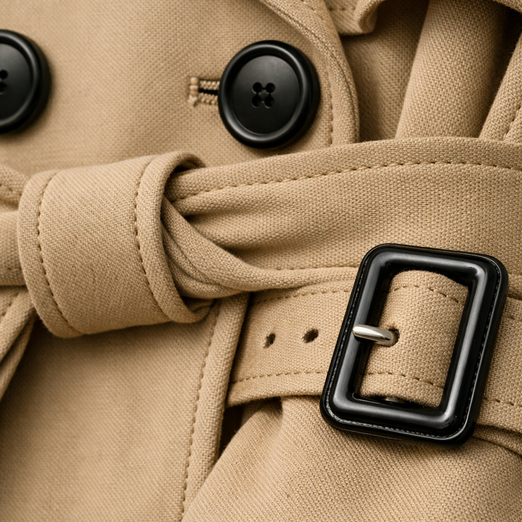 Women's Trench Coat | Double Breasted Belted Notch Collar