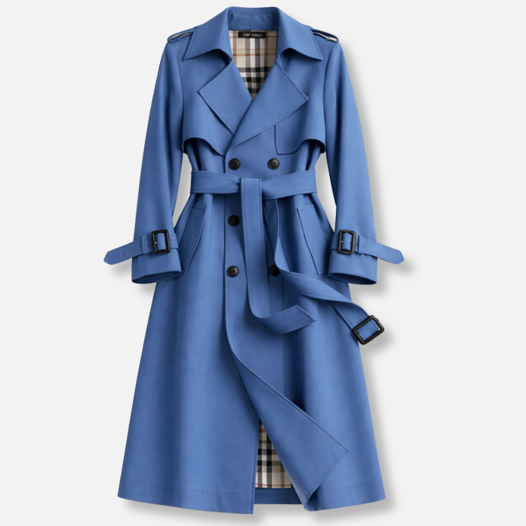 Women's Trench Coat | Double Breasted Belted Notch Collar