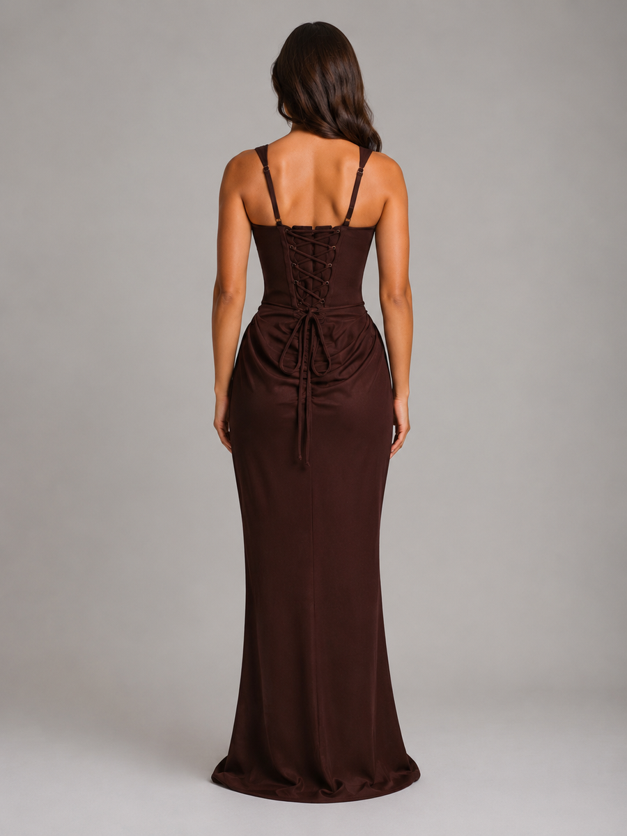 Women's Formal Dress | Maxi Square Neckline Sleeveless Draped