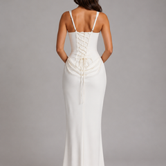 Women's Bridesmaid Dress | Maxi Square Neckline Sleeveless Draped