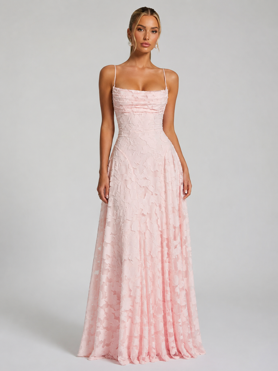 Women's Grad Dress | Maxi Strappy Sculpted Neckline