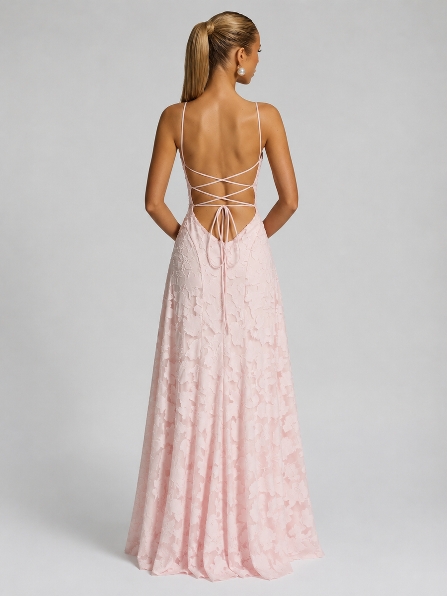 Women's Grad Dress | Maxi Strappy Sculpted Neckline
