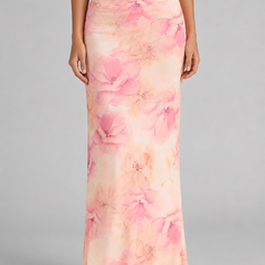 Women's Satin Skirt | Maxi Floral Print Elasticated Waist