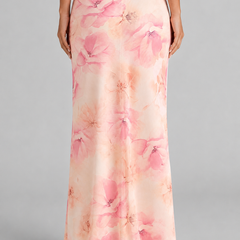 Women's Satin Skirt | Maxi Floral Print Elasticated Waist