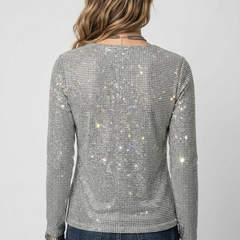 Women’s Going Out Top | Sparkly Sequin with V Neck - 2