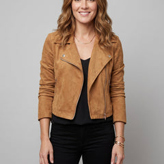Women's Jacket | Suede-Look Cropped Biker - 21