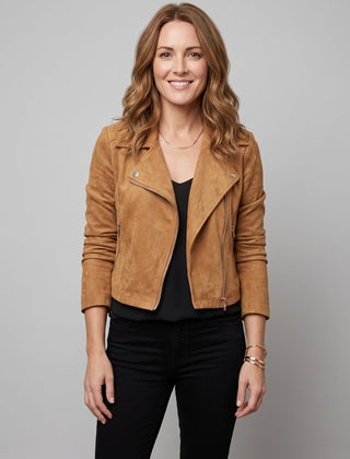 Women's Jacket | Suede-Look Cropped Biker - 21