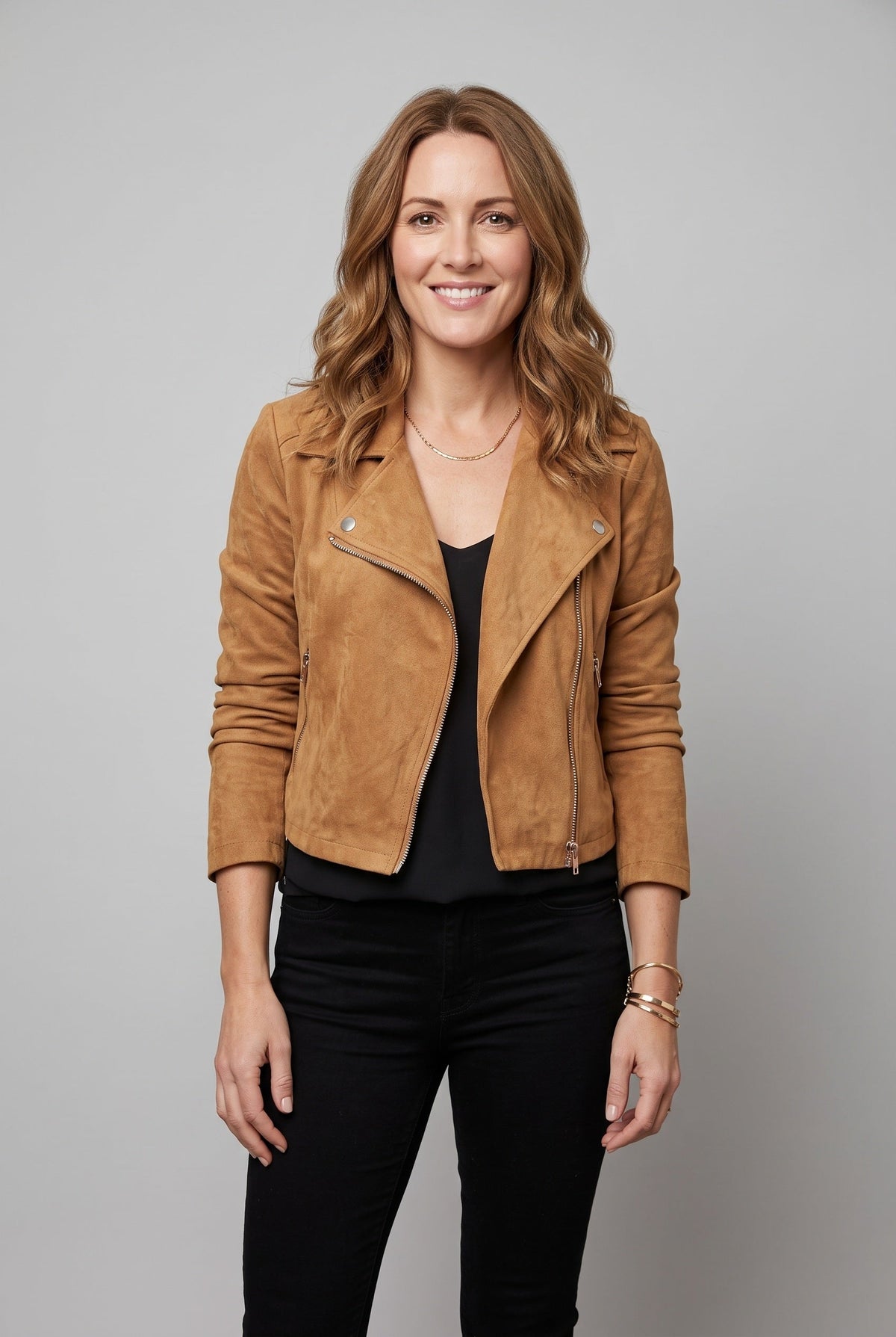 Women's Jacket | Suede-Look Cropped Biker - 21