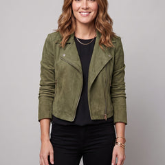 Women's Jacket | Suede-Look Cropped Biker - 27