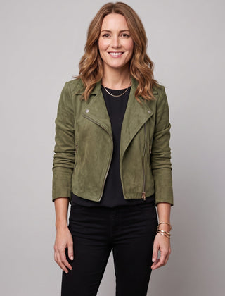 Women's Jacket | Suede-Look Cropped Biker - 27