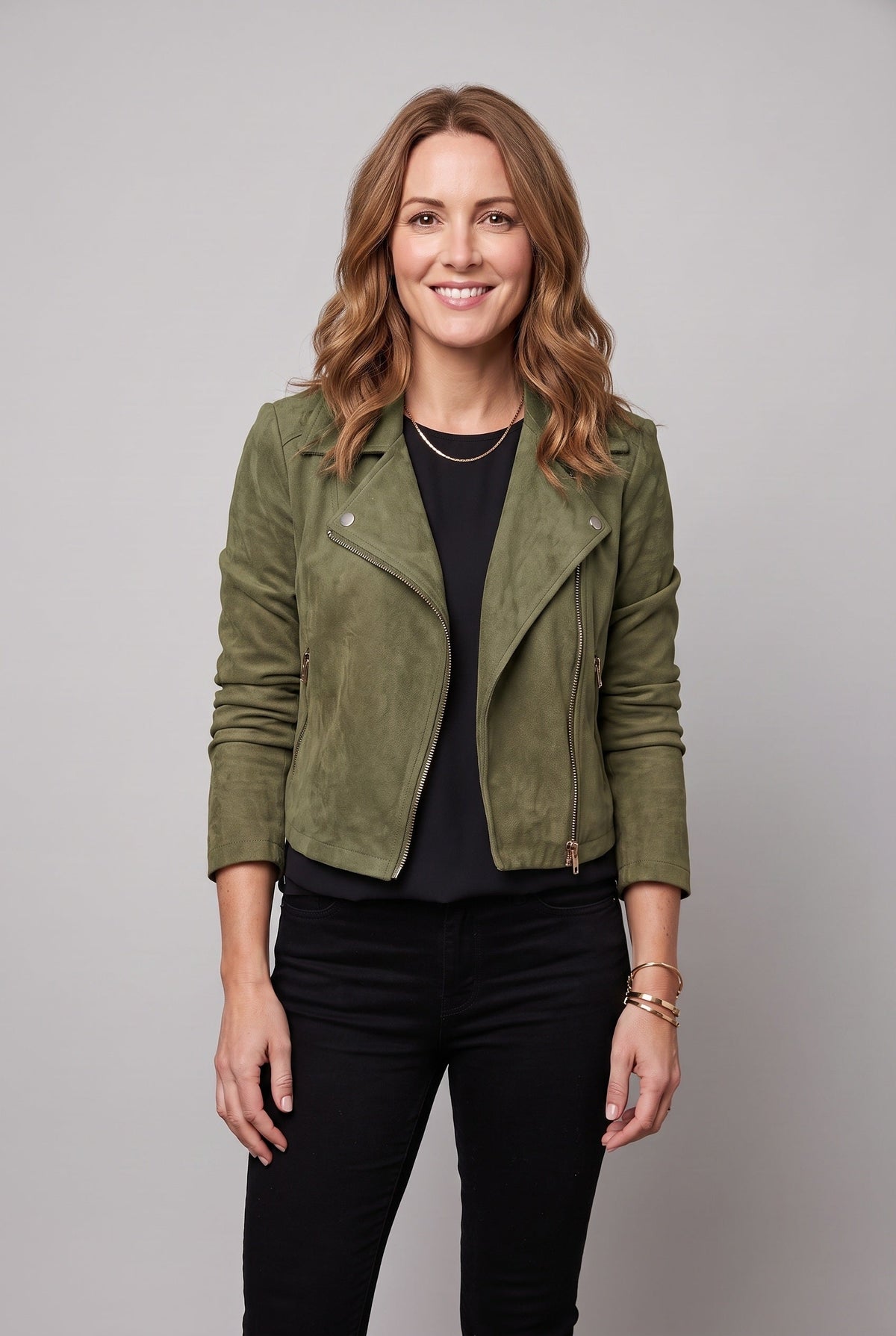 Women's Jacket | Suede-Look Cropped Biker - 27