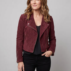 Women's Jacket | Suede-Look Cropped Biker - 28