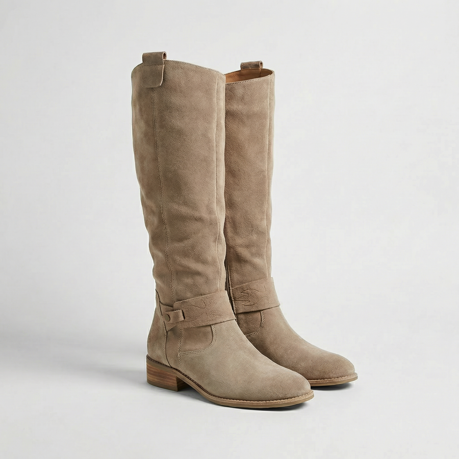 Women's Boots | Knee-High Suede Slouch Block Heel