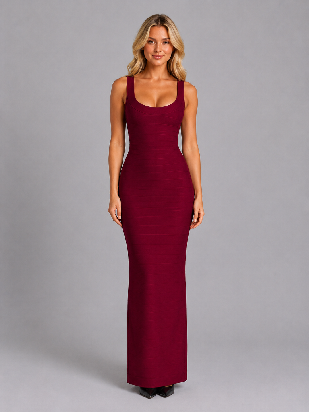 Women's Bandage Dress | Maxi Scoop Neckline Sleeveless Stretch