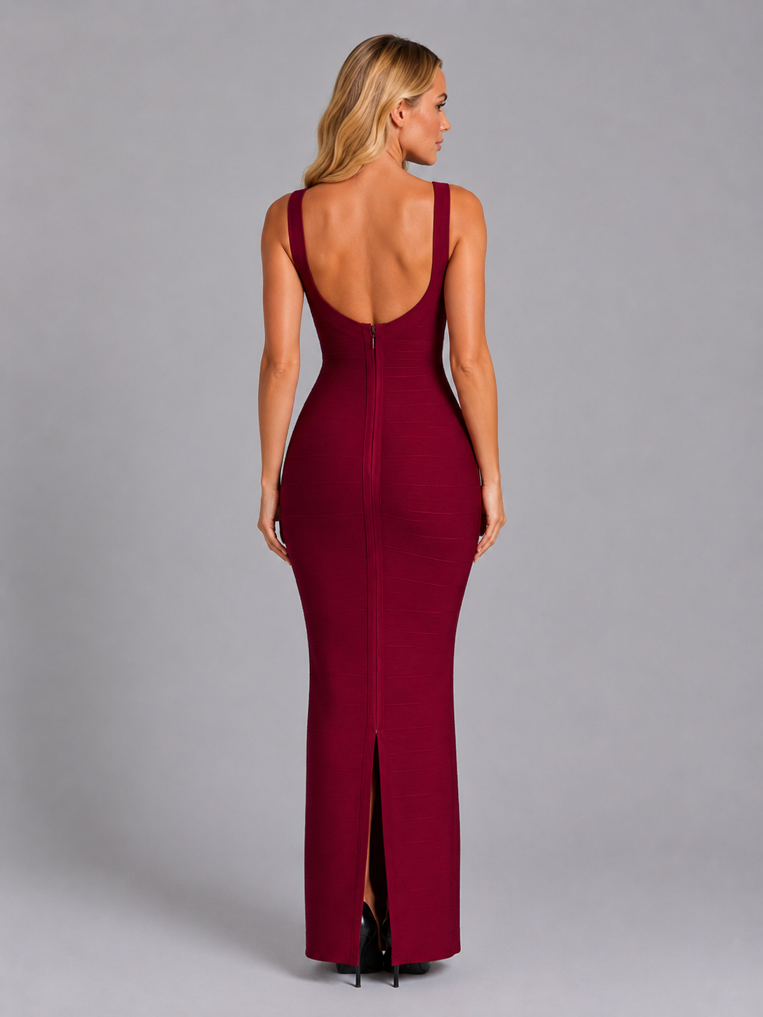 Women's Bandage Dress | Maxi Scoop Neckline Sleeveless Stretch