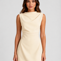 Women's Mini Dress | Draped Neckline Sleeveless A-Line
