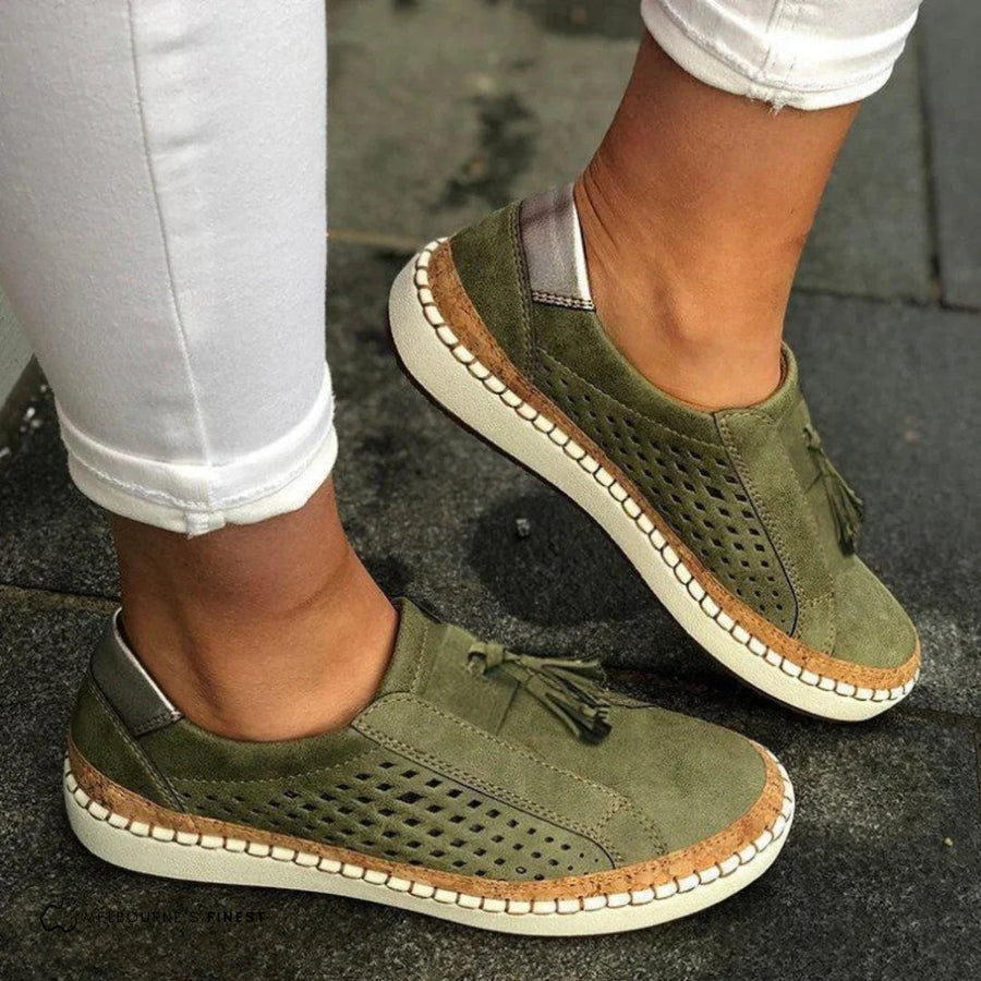 Women's Slip-On Sneakers - Comfortable White Sneakers for Effortless Style and All-Day Support 0