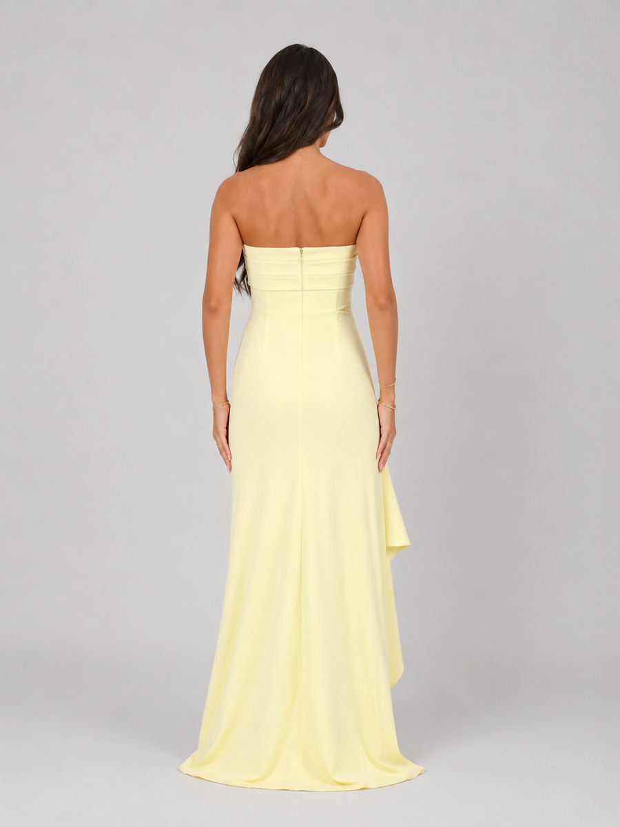 Women's New Year Dress | Maxi Strapless Ruched Thigh Split