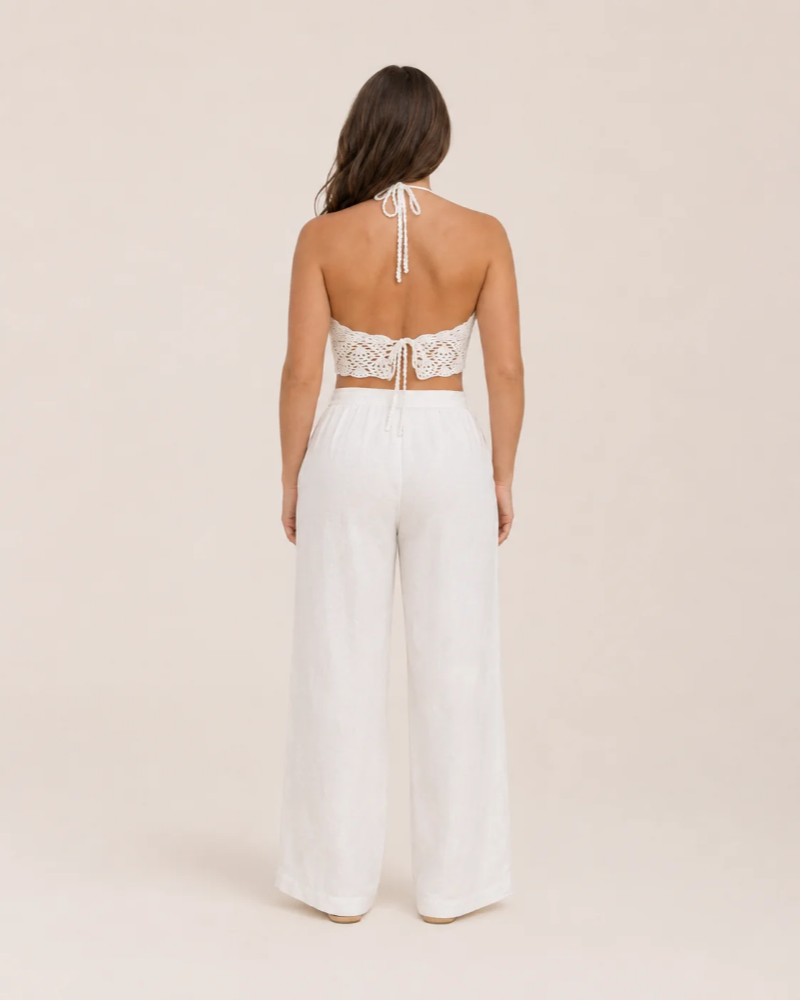 Women's Halter Top | Crochet V-Neck Halter Adjustable Back