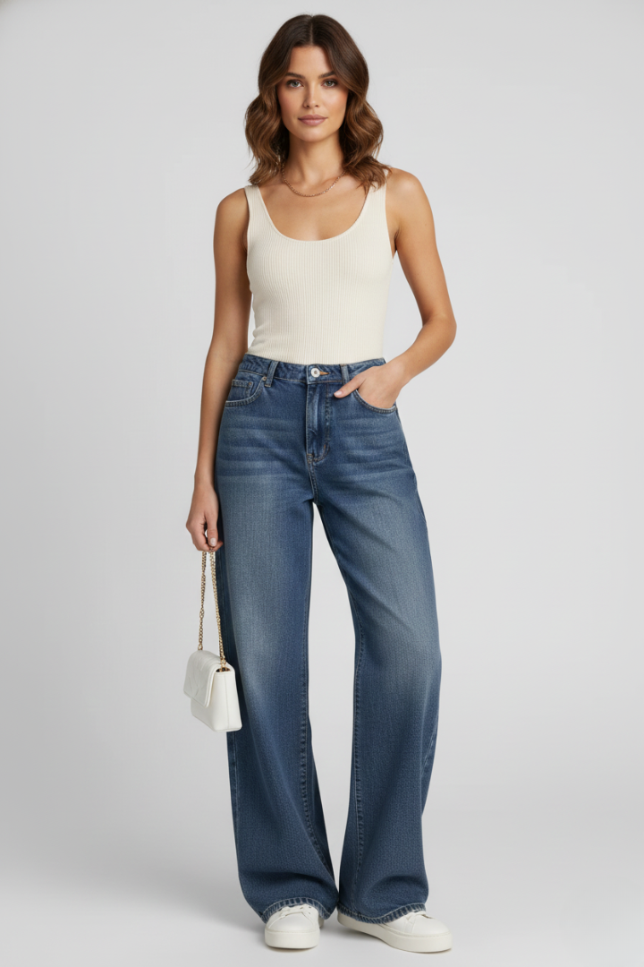 Women's Jeans | Wide-Leg Relaxed Fit Denim Pockets
