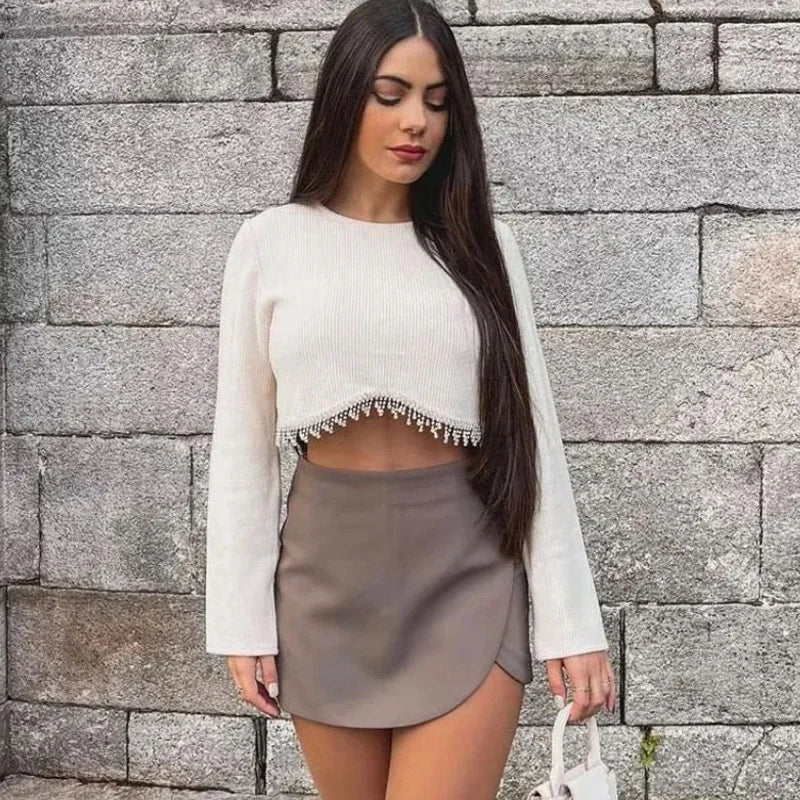 Women's Mini Skirt | High Waist Asymmetric Hem