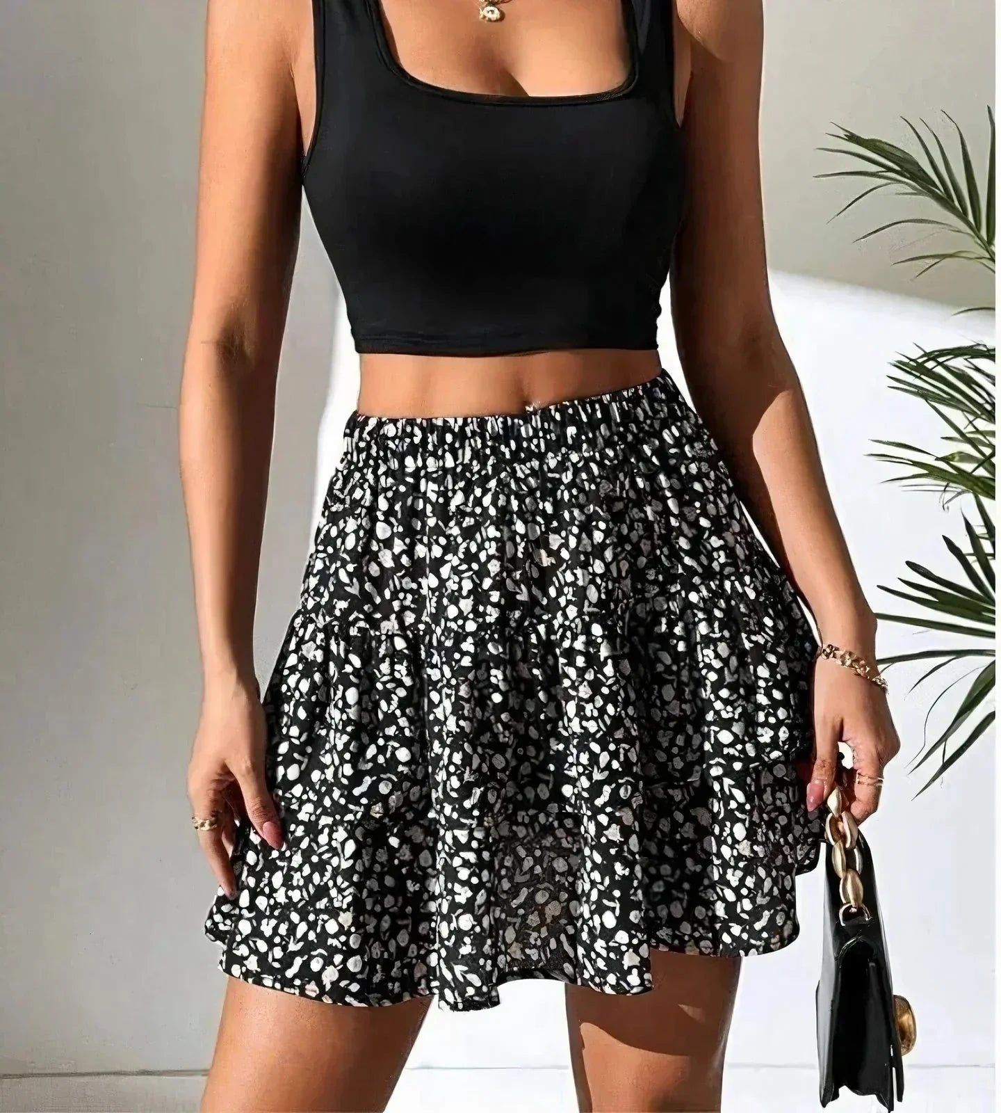 Women's Mini Skirt | Layered A-Line Ruffled Hem