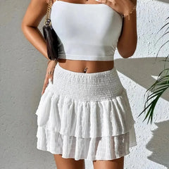Women's Mini Skirt | Layered A-Line Ruffled Hem