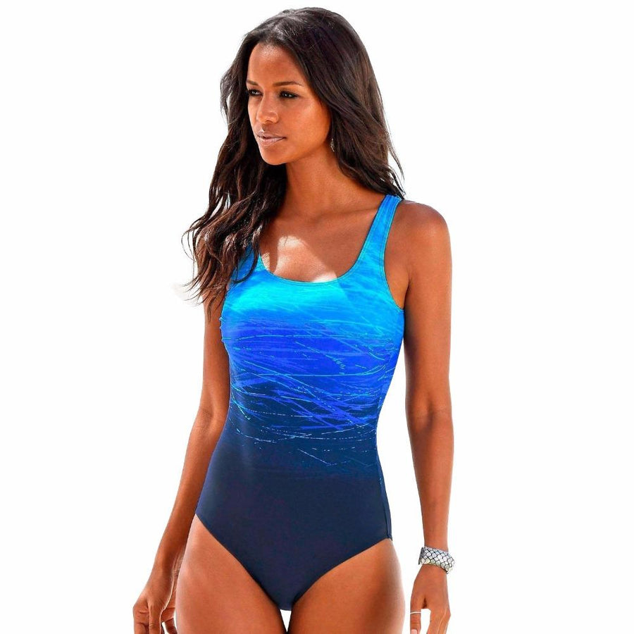 Women's One Piece Swimsuit | Scoop Neck Ombre Gradient
