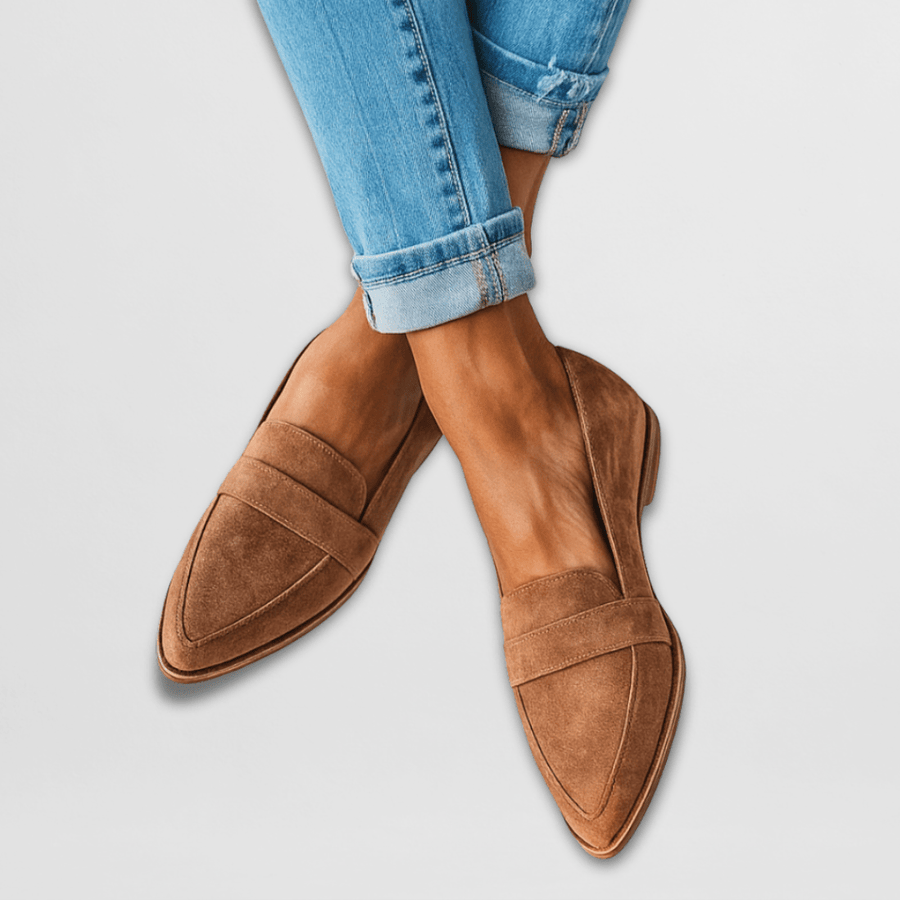Women's Penny Loafers With Penny | Pointed Toe Slip-On Suede Flat