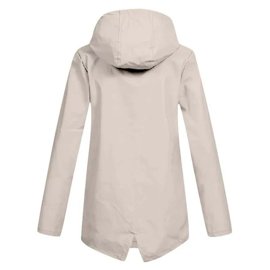 Women's Rain Jacket | Hooded Full Zip Longline Lightweight