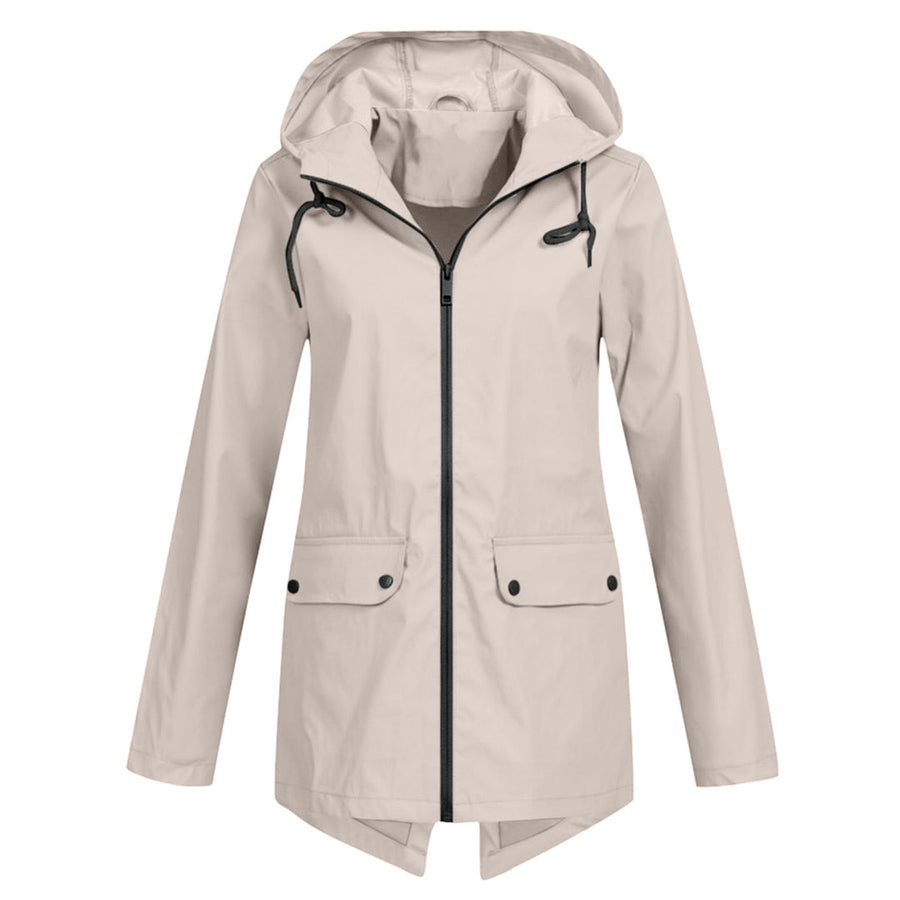 Women's Rain Jacket | Hooded Full Zip Longline Lightweight