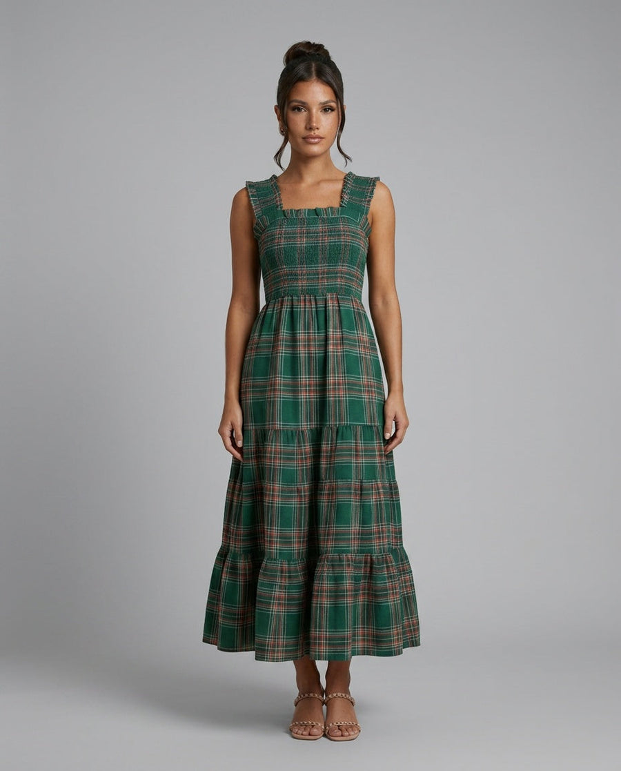 Women's Work Xmas Party Dress | Maxi Square Neck Sleeveless Cotton-Blend