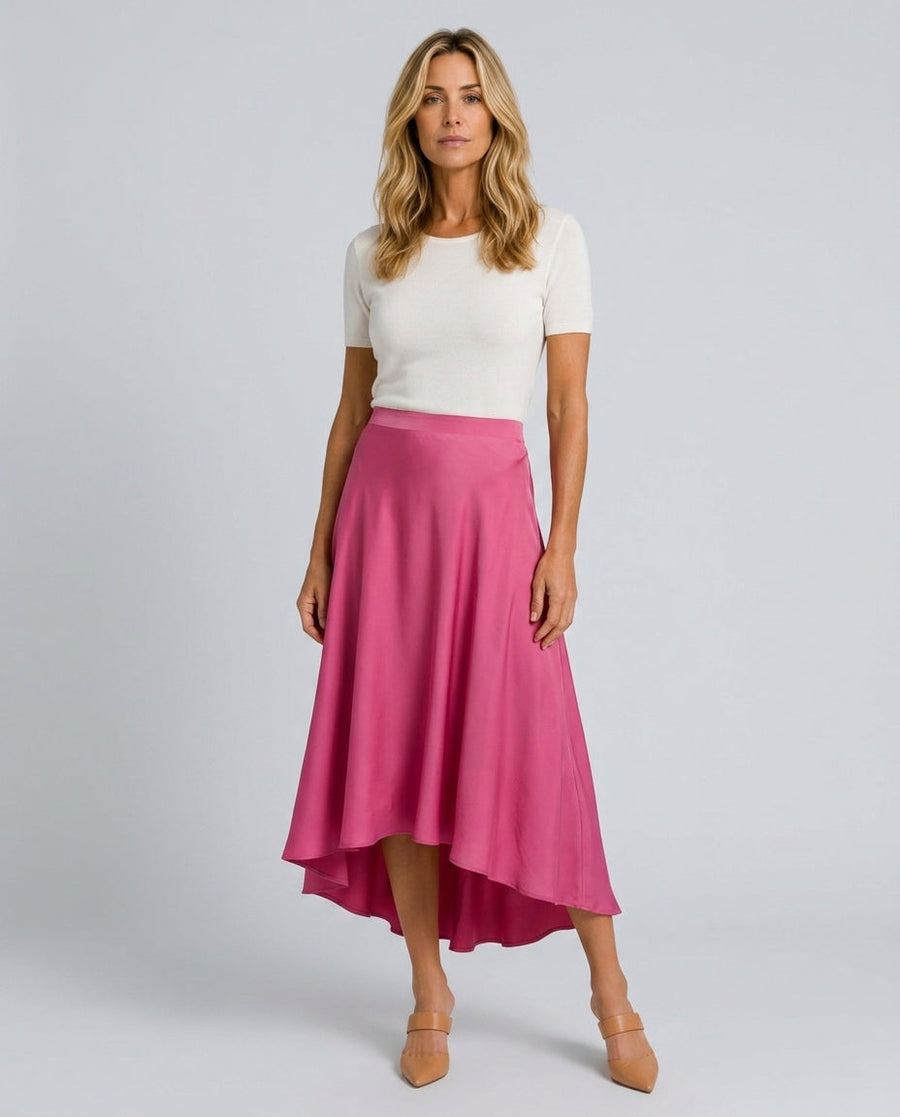 Women's Skort | Midi A-Line Satin-Look Swing