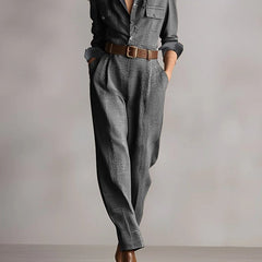 Women's Jumpsuit | V-Neck Button Front Wide Leg