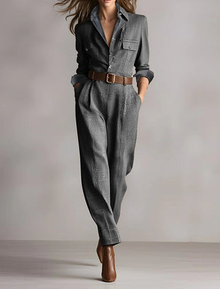 Women's Jumpsuit | V-Neck Button Front Wide Leg
