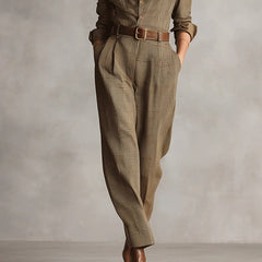 Women's Jumpsuit | V-Neck Button Front Wide Leg
