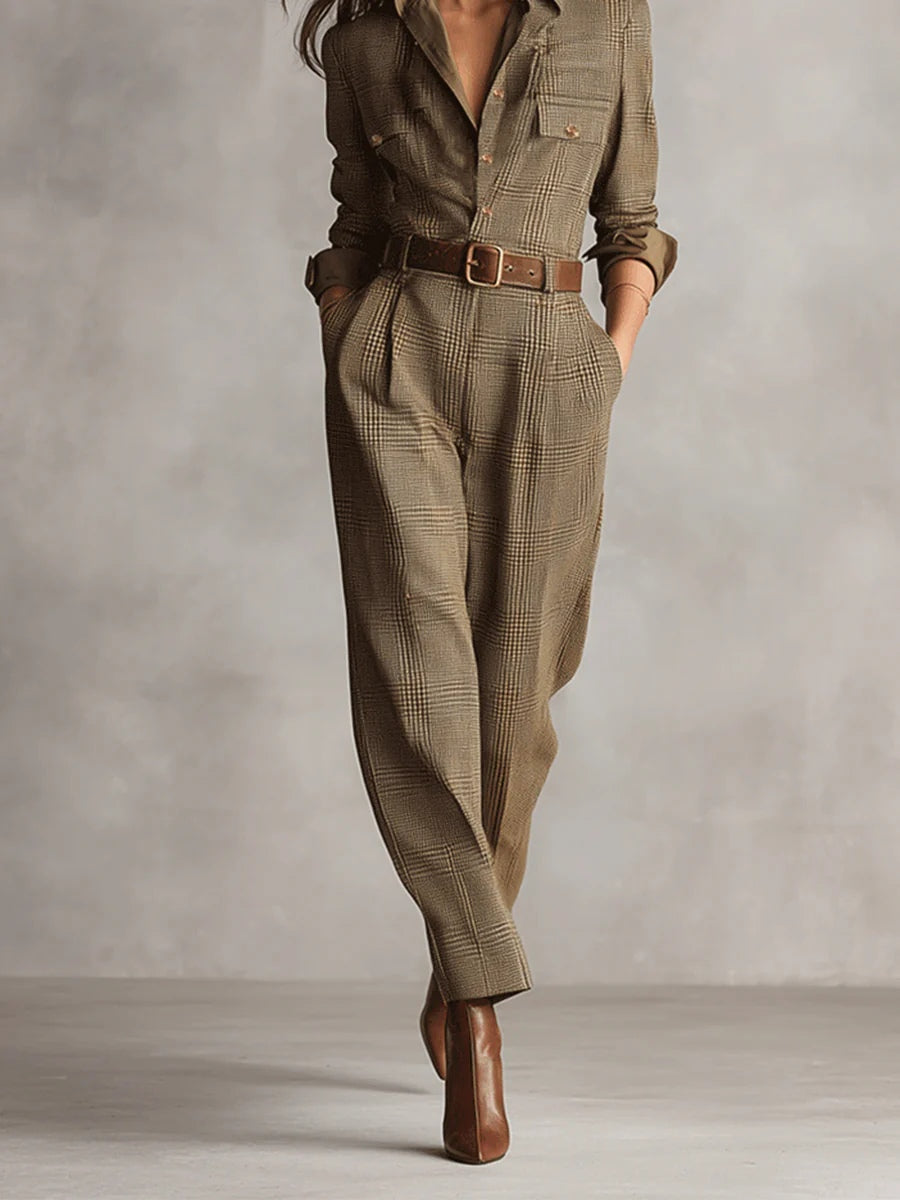 Women's Jumpsuit | V-Neck Button Front Wide Leg