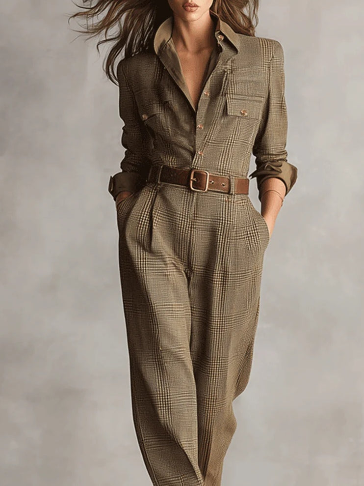 Women's Jumpsuit | V-Neck Button Front Wide Leg