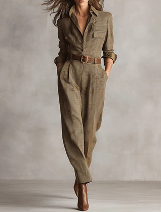 Women's Jumpsuit | V-Neck Button Front Wide Leg