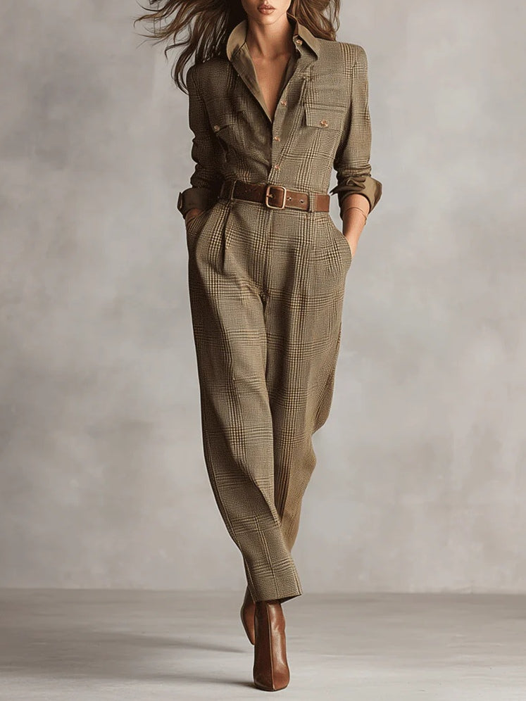 Women's Jumpsuit | V-Neck Button Front Wide Leg