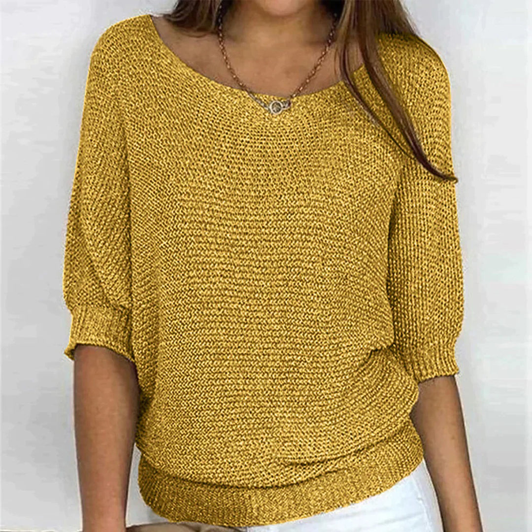 Women's Crop Top | Puffed Sleeve V-Neck Knit Relaxed Fit