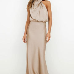 Women's Evening Dress | Halter Neckline Maxi Sleeveless