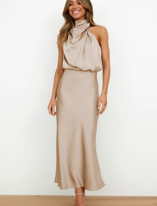 Women's Evening Dress | Halter Neckline Maxi Sleeveless
