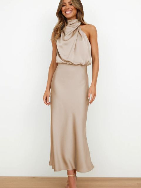 Women's Evening Dress | Halter Neckline Maxi Sleeveless