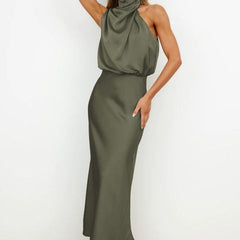 Women's Evening Dress | Halter Neckline Maxi Sleeveless